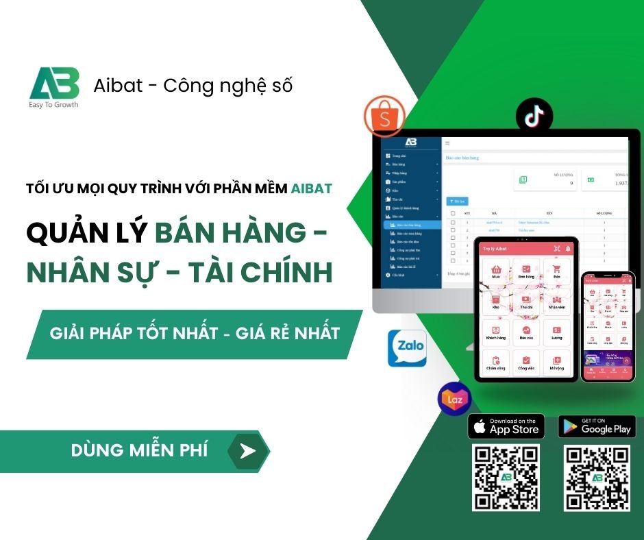 Aibat: Ứng dụng Quản lý Bán hàng chỉ với 1k/ngày